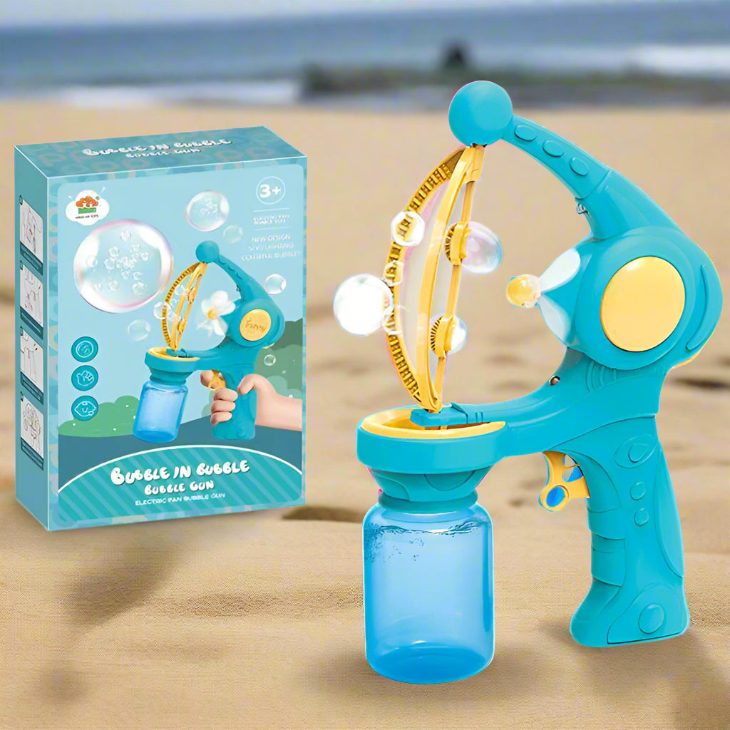 Electric Bubble Machine Gun – Automatic Soap Blower Toy for Kids Outdoor Party Fun Blue Bubble Machine